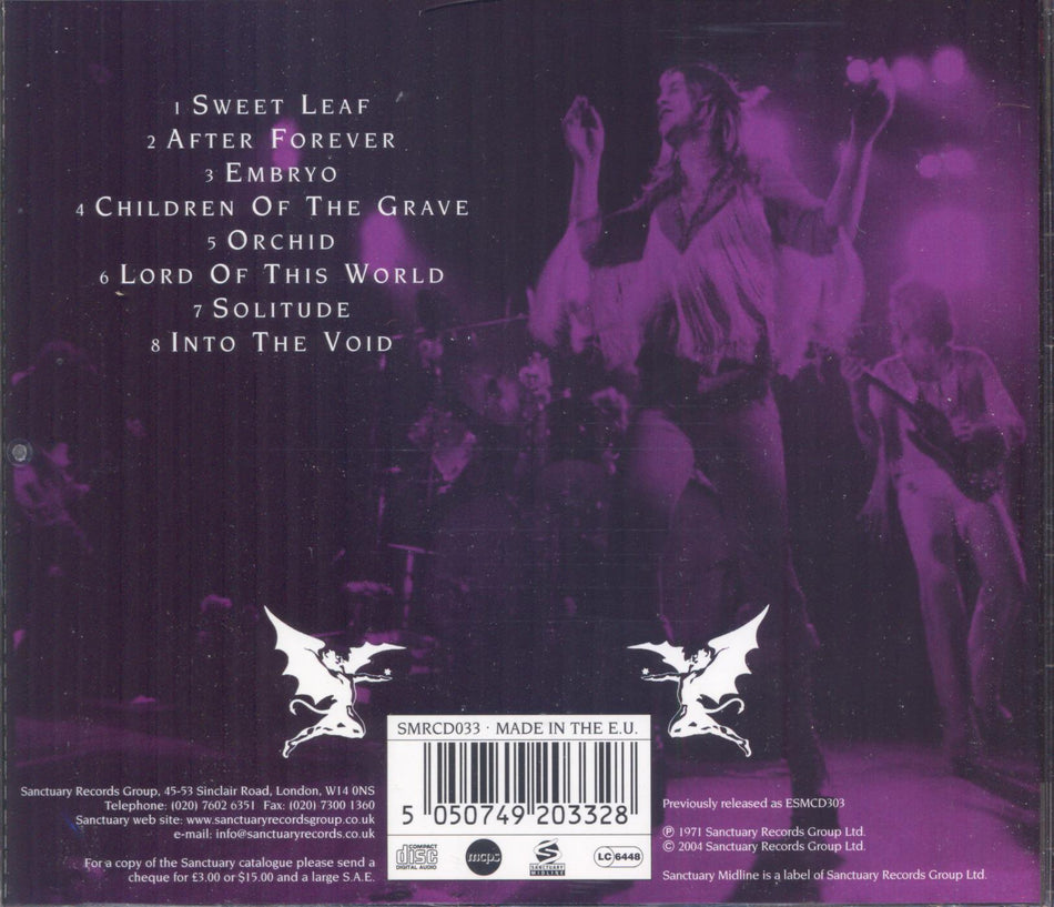 Master of Reality - Back Cover
