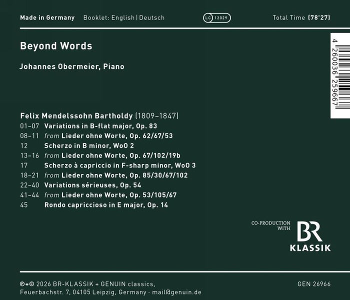 Beyond Words / Œuvres pour piano - Front Cover