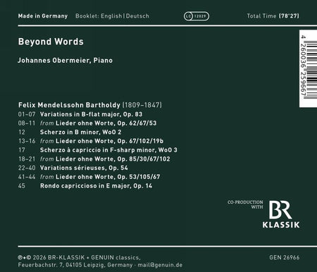Beyond Words / Œuvres pour piano - Front Cover