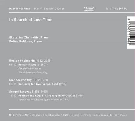 In Search of Lost Time / Musique pour 2 pianos - Front Cover