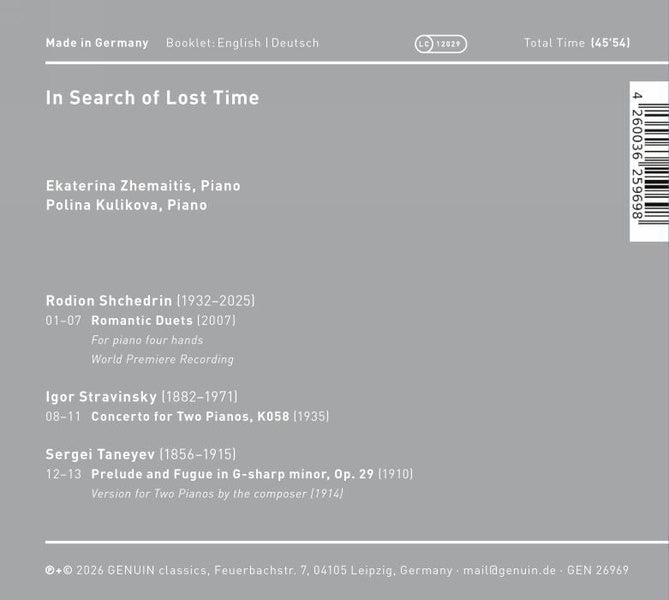 In Search of Lost Time / Musique pour 2 pianos - Front Cover