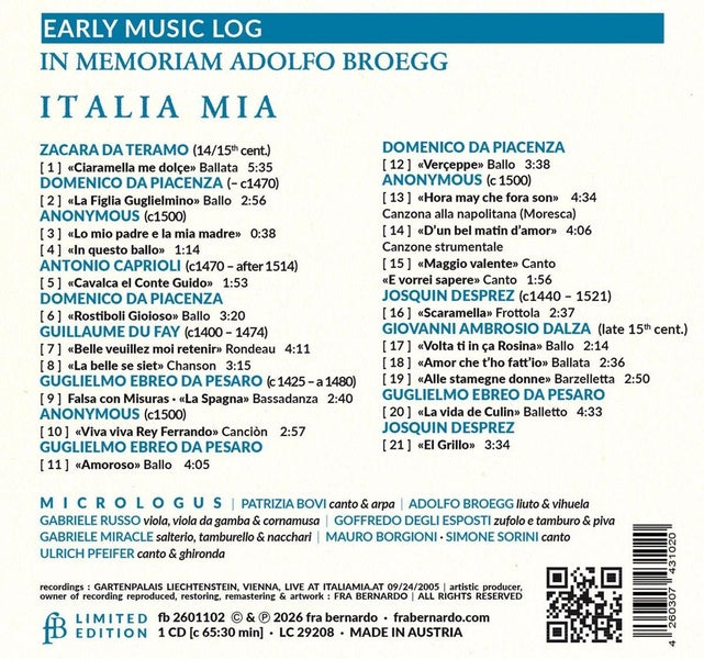 Italia Mia - in Memoriam Adolfo Broegg - Front Cover
