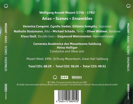 Mozart Week 1994 : Ombra felice - Front Cover