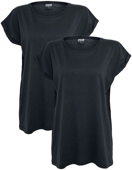 T-Shirt Manches courtes  de Urban Classics - Lot de 2 T-Shirt Femme - XS à 5XL - pour Femme - noir - Urban Classics