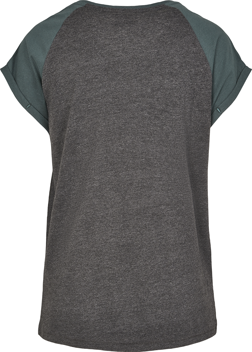 T-Shirt Manches courtes  de Urban Classics - T-shirt Manches Raglan Femme - S à 5XL - pour Femme - anthracite/vert - Urban Classics - View 2