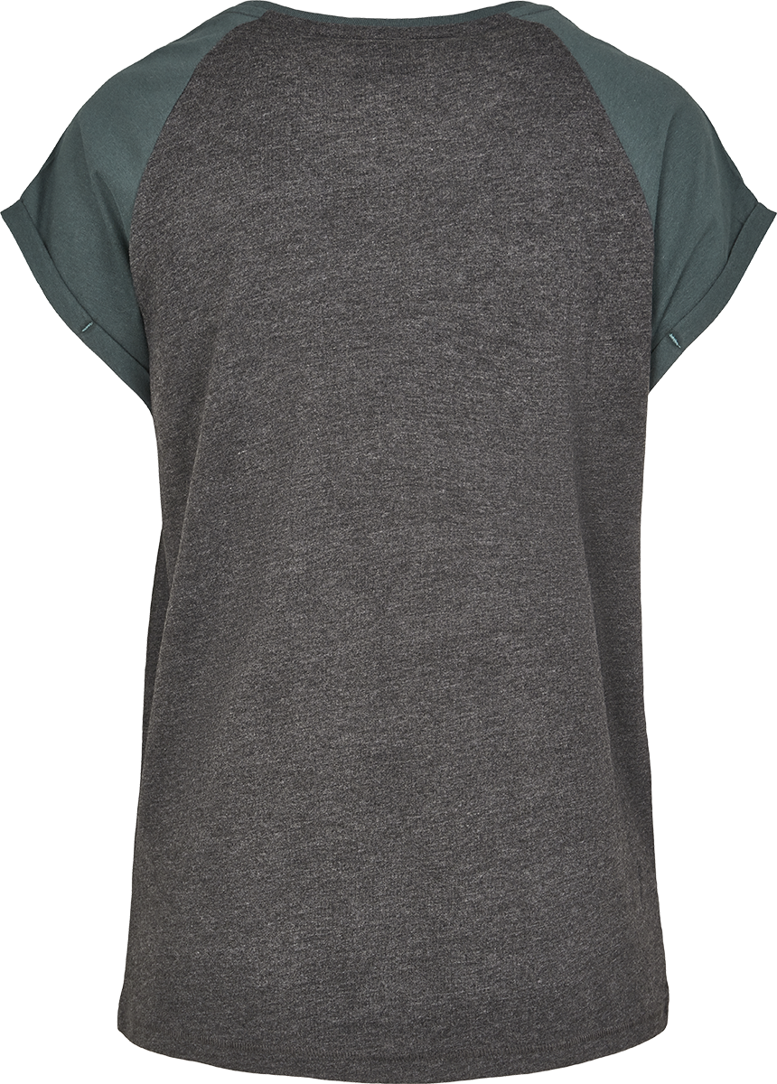 T-Shirt Manches courtes  de Urban Classics - T-shirt Manches Raglan Femme - XS à 4XL - pour Femme - anthracite/vert - Urban Classics - View 2
