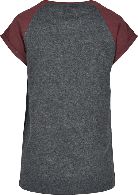 T-Shirt Manches courtes  de Urban Classics - T-shirt Manches Raglan Femme - XS à 5XL - pour Femme - gris/lie de vin - Urban Classics - View 2