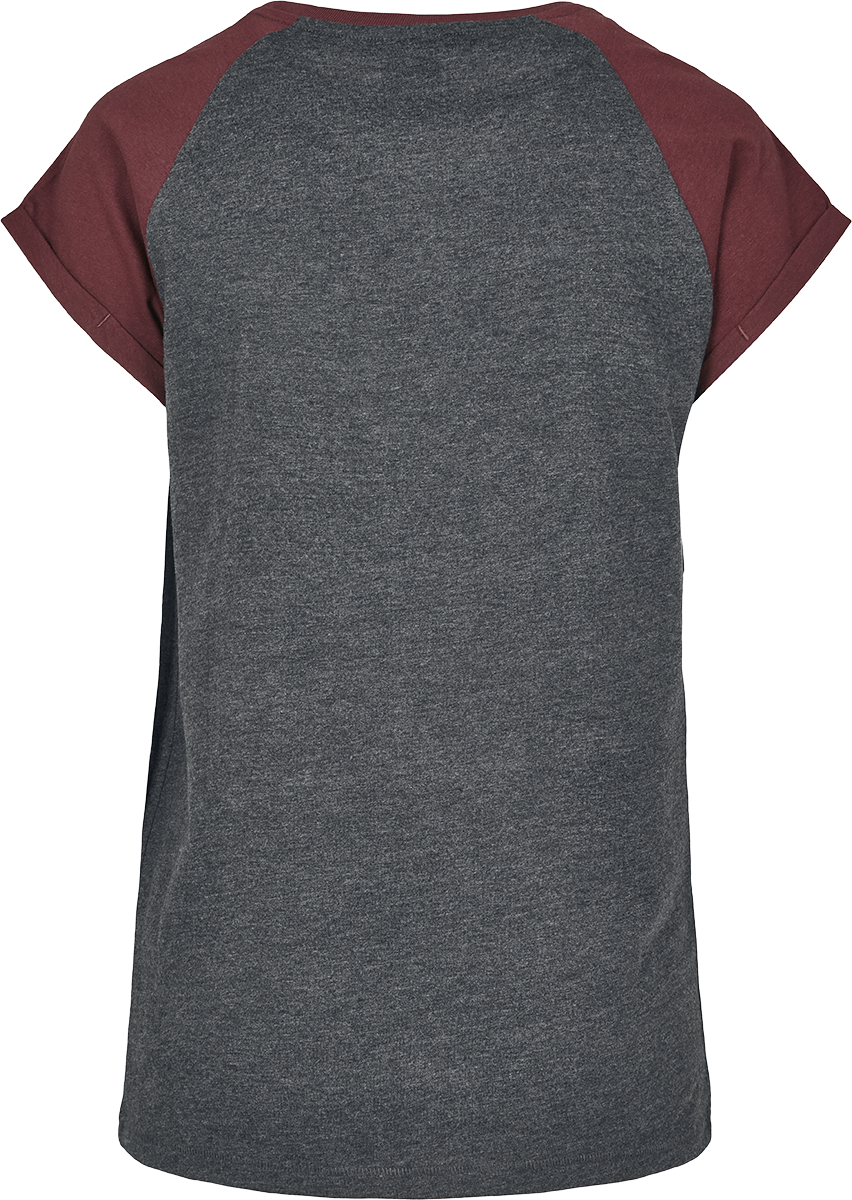 T-Shirt Manches courtes  de Urban Classics - T-shirt Manches Raglan Femme - XS à 5XL - pour Femme - gris/lie de vin - Urban Classics - View 2