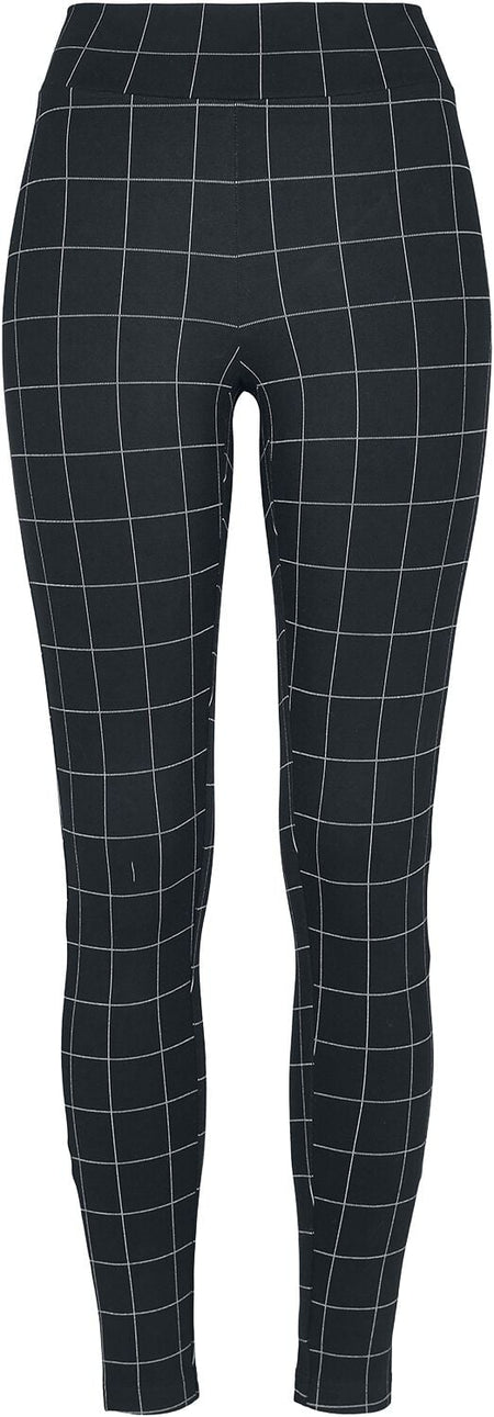 Legging  de Urban Classics - Legging Taille Haute à Carreaux - XS à 5XL - pour Femme - noir/blanc - Urban Classics