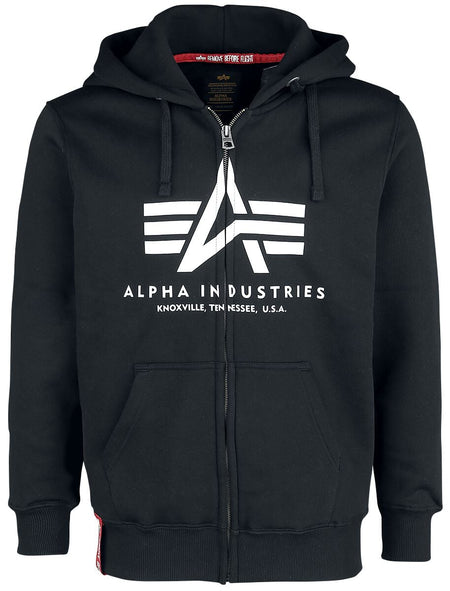 Sweat-shirt zippé à capuche  de Alpha Industries - Sweat à Capuche Zippé Basic - S à XXL - pour Homme - noir - alpha industries