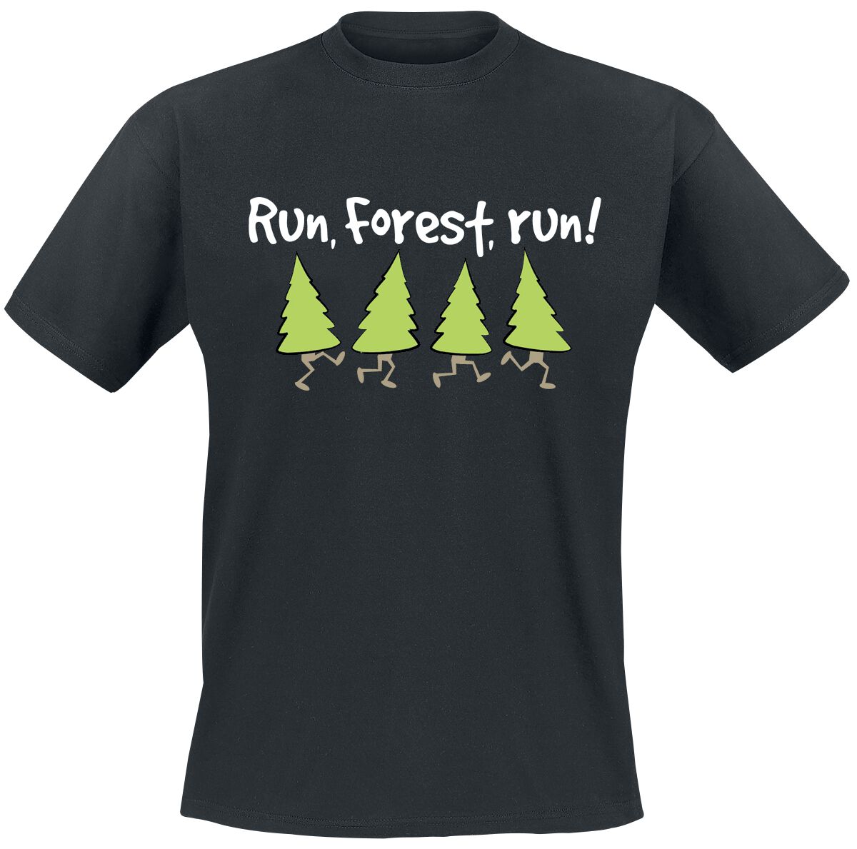 T-Shirt Manches courtes Fun de Slogans - Run Forest, Run! - L à 3XL - pour Homme - noir - Slogans