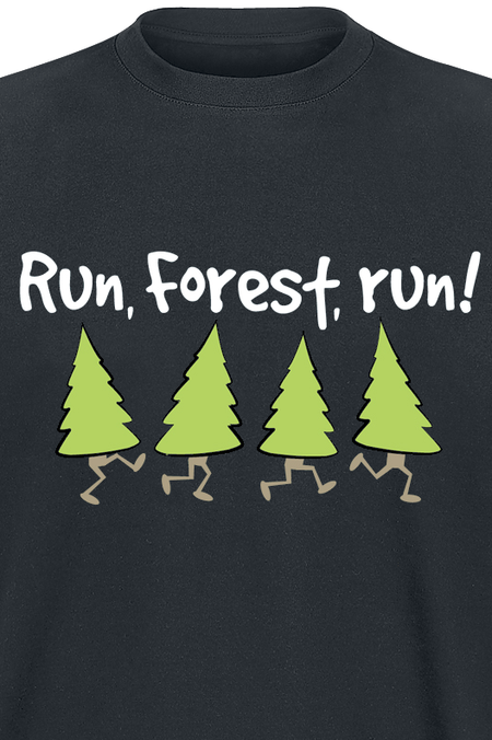 T-Shirt Manches courtes Fun de Slogans - Run Forest, Run! - L à 3XL - pour Homme - noir - Slogans - View 2