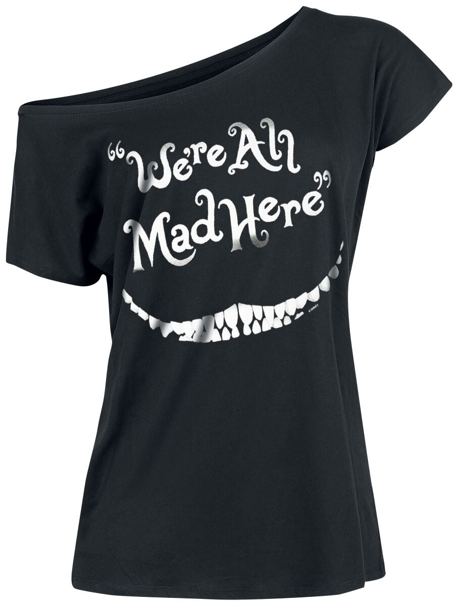 T-Shirt Manches courtes Disney de Alice Au Pays Des Merveilles - Le Chat Du Cheshire - We're All Mad Here - S à L - pour Femme - noir - Alice Au Pays Des Merveilles
