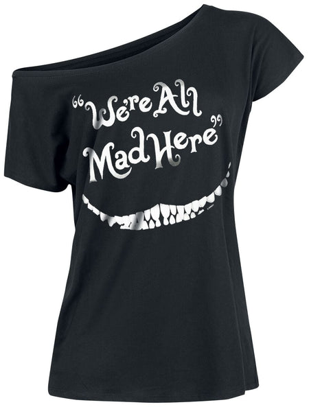 T-Shirt Manches courtes Disney de Alice Au Pays Des Merveilles - Le Chat Du Cheshire - We're All Mad Here - S à L - pour Femme - noir - Alice Au Pays Des Merveilles