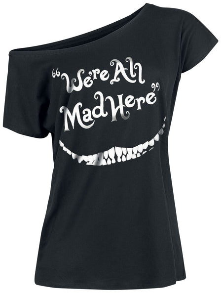 T-Shirt Manches courtes Disney de Alice Au Pays Des Merveilles - Le Chat Du Cheshire - We're All Mad Here - S à XXL - pour Femme - noir - Alice Au Pays Des Merveilles