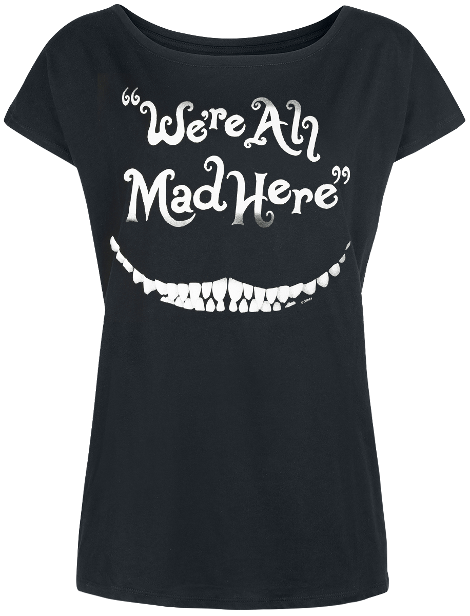 T-Shirt Manches courtes Disney de Alice Au Pays Des Merveilles - Le Chat Du Cheshire - We're All Mad Here - S à XXL - pour Femme - noir - Alice Au Pays Des Merveilles - View 2