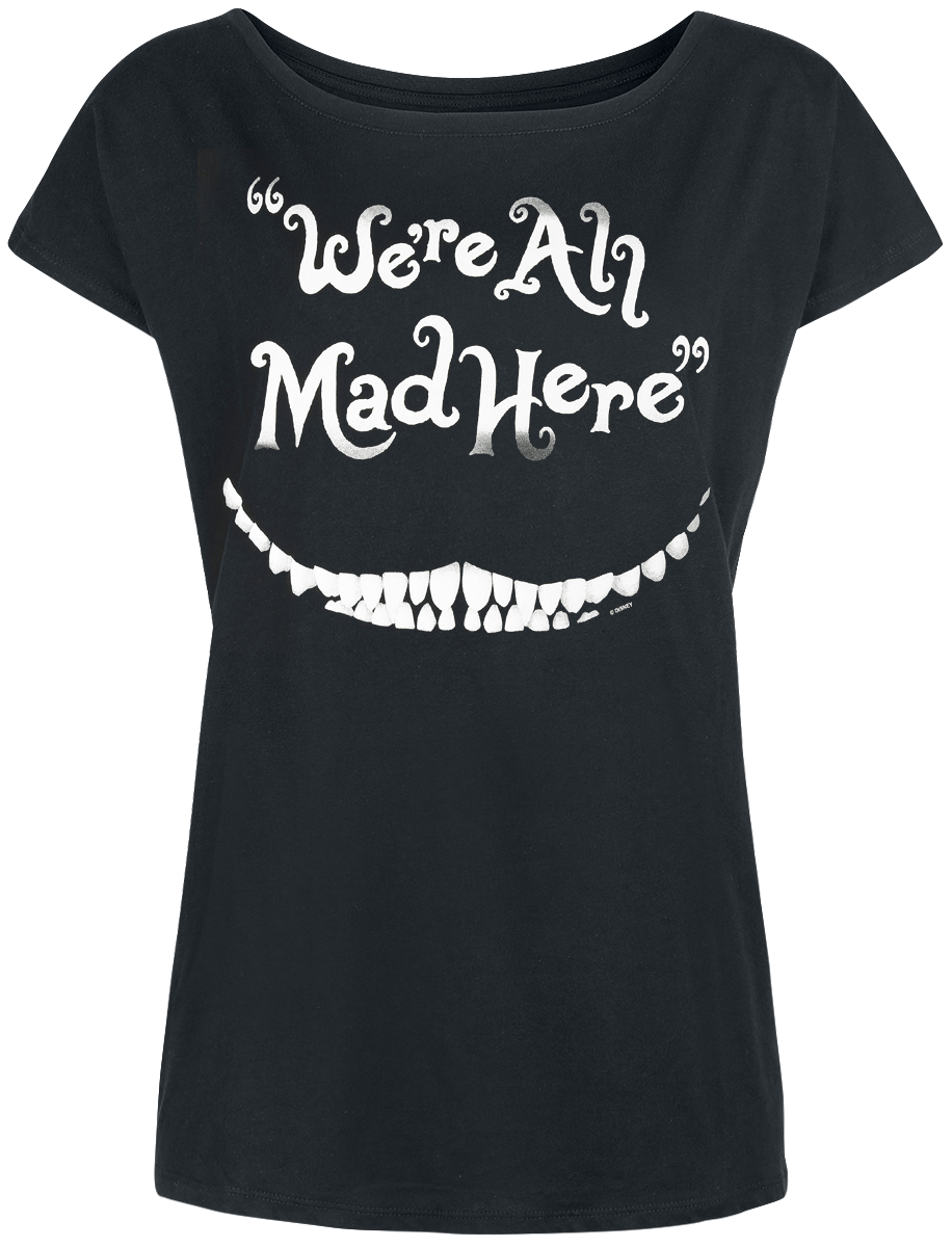 T-Shirt Manches courtes Disney de Alice Au Pays Des Merveilles - Le Chat Du Cheshire - We're All Mad Here - S à XXL - pour Femme - noir - Alice Au Pays Des Merveilles - View 2