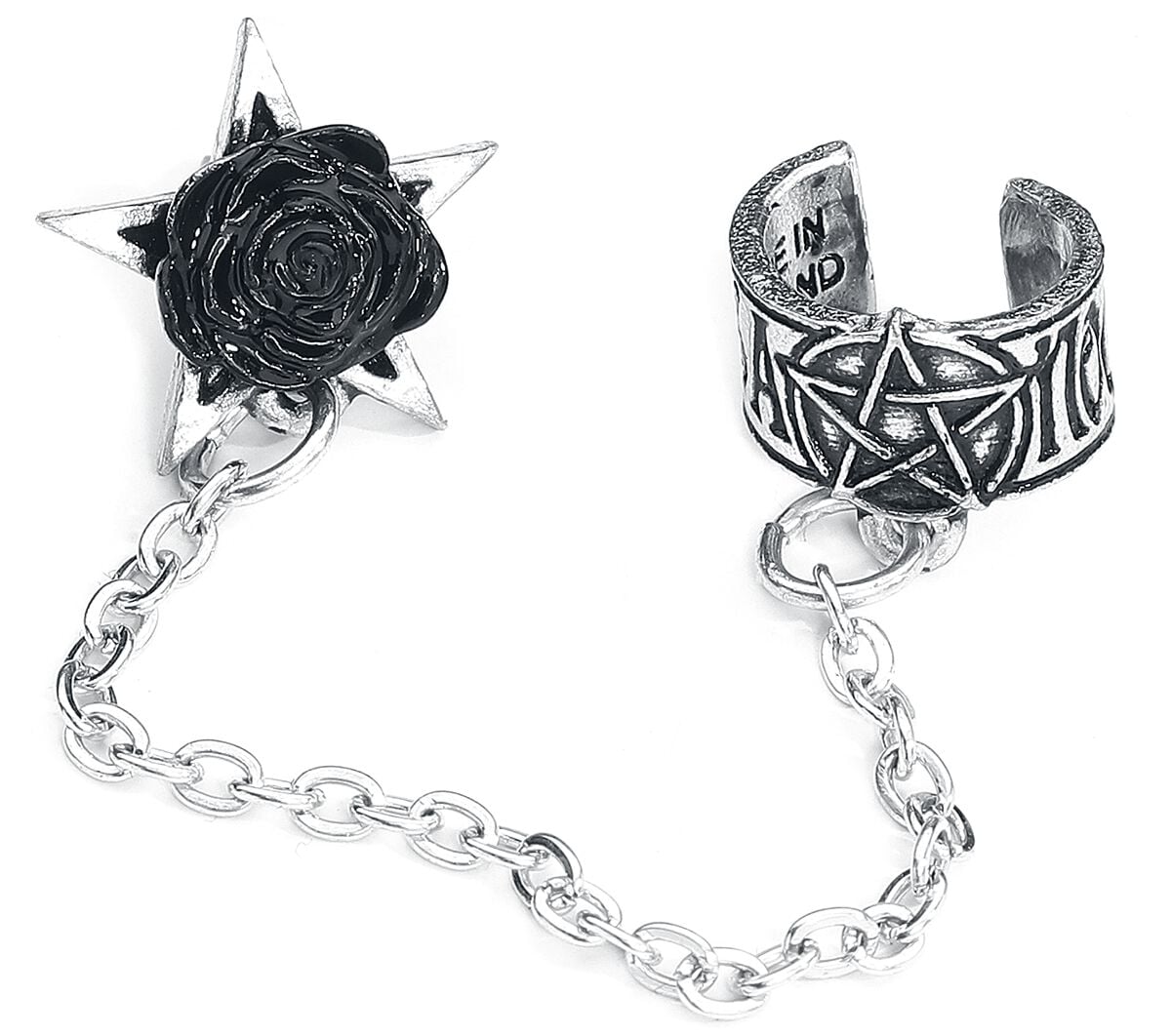 Clip d'oreille Gothic de Alchemy Gothic - Rosa Nocta Earcuff - pour Femme - couleur argent - Alchemy Gothic