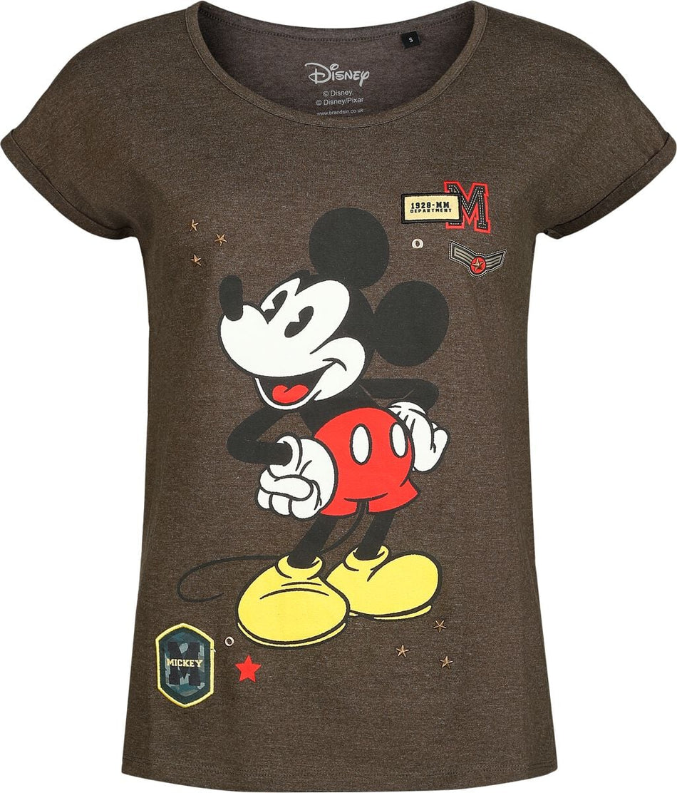 T-Shirt Manches courtes Disney de Mickey & Minnie Mouse - Military - S à XXL - pour Femme - kaki - Mickey & Minnie Mouse