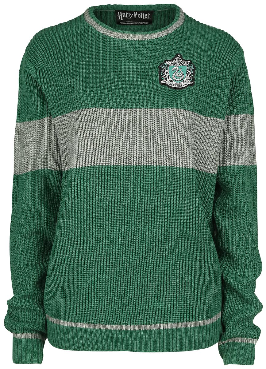 Pull tricoté  de Harry Potter - Serpentard - Quidditch - S à XL - pour Femme - vert/gris - Harry Potter