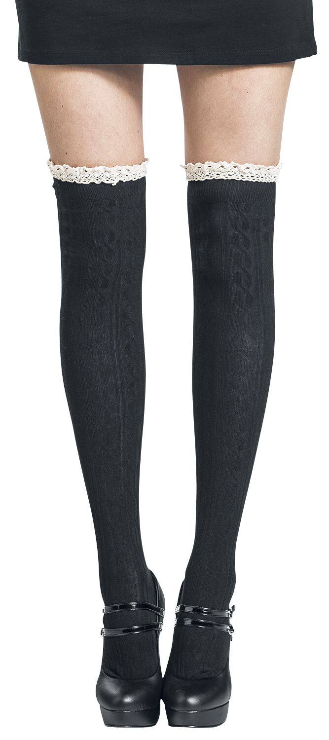Chaussettes montantes  de Banned Retro - Chaussettes Hautes Mina - Standard - pour Femme - noir - Banned Retro