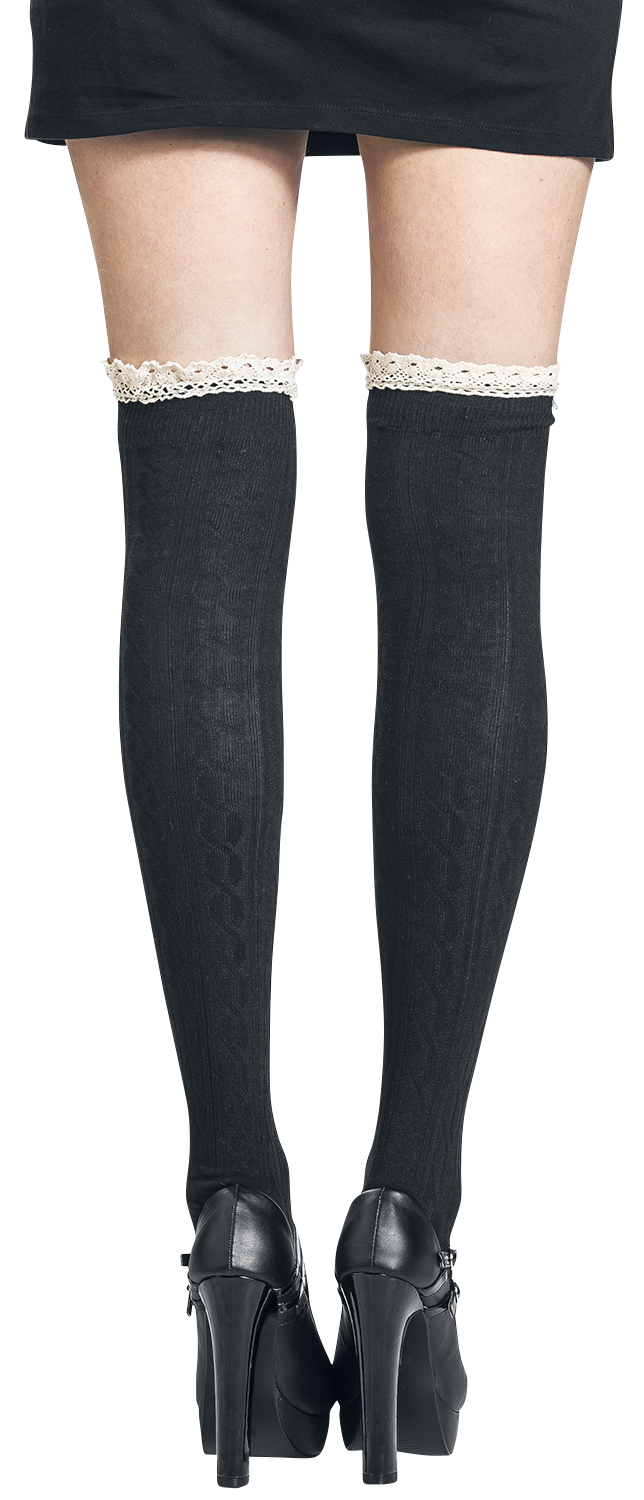 Chaussettes montantes  de Banned Retro - Chaussettes Hautes Mina - Standard - pour Femme - noir - Banned Retro - View 2