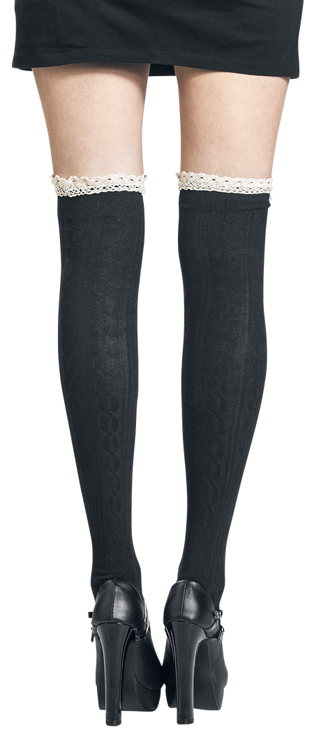 Chaussettes montantes  de Banned Retro - Chaussettes Hautes Mina - Standard - pour Femme - noir - Banned Retro - View 2