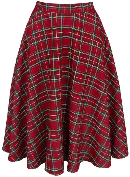 Jupe mi-longue Rockabilly de Hell Bunny - Jupe Irvine - XS à 4XL - pour Femme - rouge - hell bunny