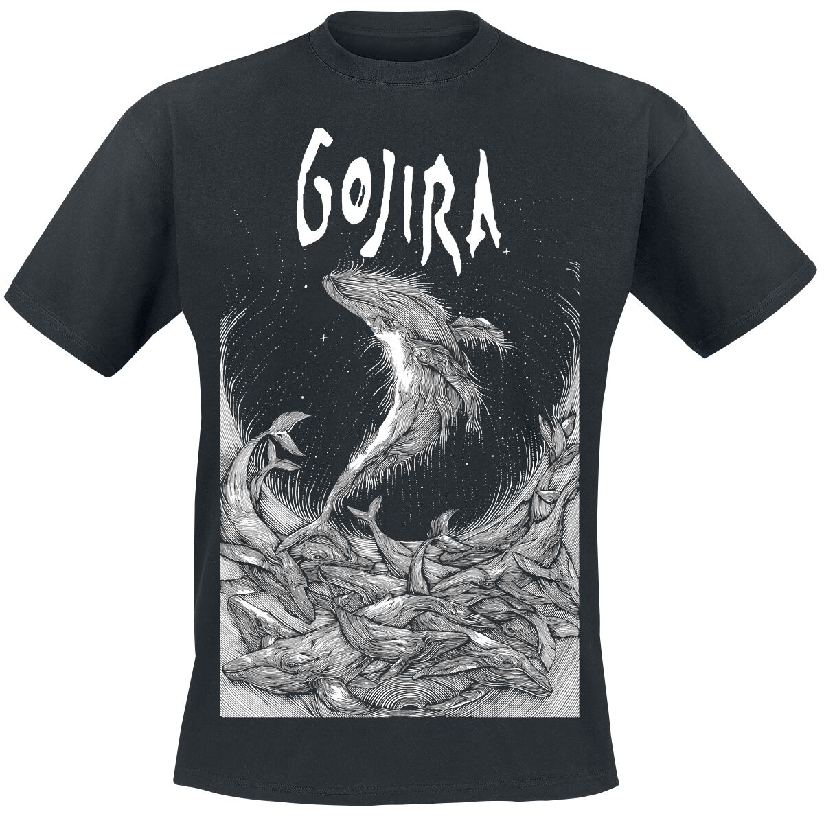 T-Shirt Manches courtes  de Gojira - Woodblock Whales - S à XXL - pour Homme - noir - Gojira