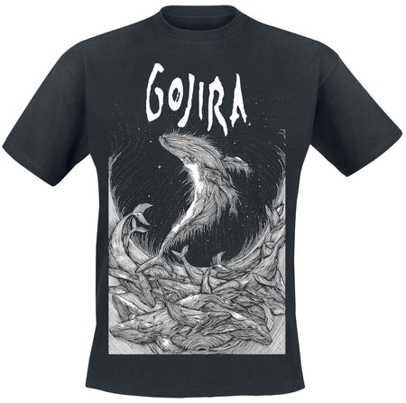 T-Shirt Manches courtes  de Gojira - Woodblock Whales - S à XXL - pour Homme - noir - Gojira