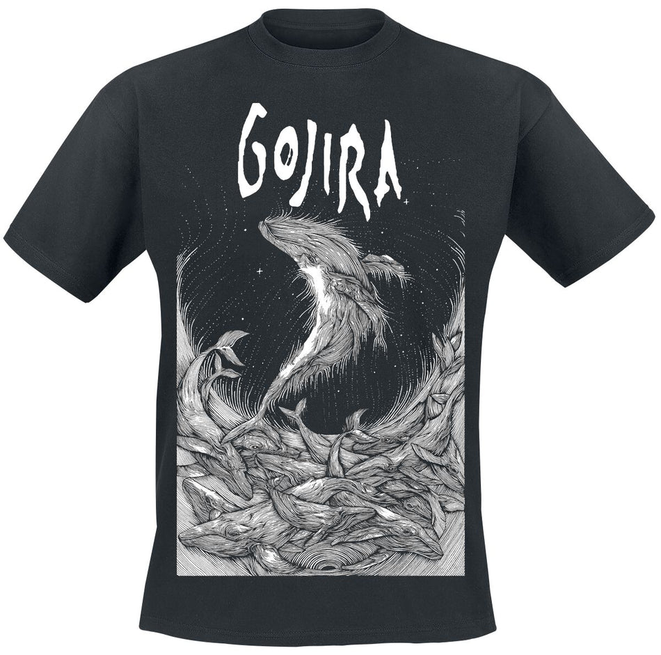 T-Shirt Manches courtes  de Gojira - Woodblock Whales - S à XXL - pour Homme - noir - Gojira