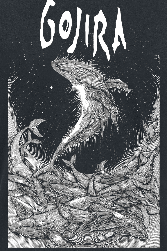 T-Shirt Manches courtes  de Gojira - Woodblock Whales - S à XXL - pour Homme - noir - Gojira - View 2