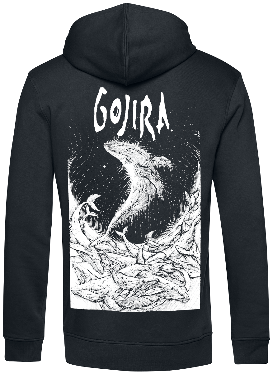 Sweat-shirt à capuche  de Gojira - Woodblock Whales - S à XXL - pour Homme - noir - Gojira - View 2