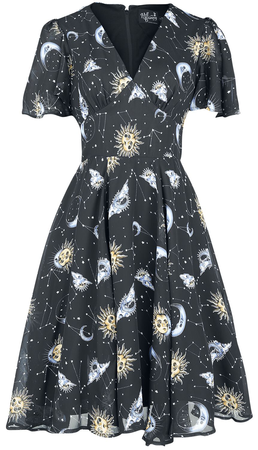 Robe mi-longue  de Hell Bunny - Robe Solaris - XS à 4XL - pour Femme - noir - hell bunny