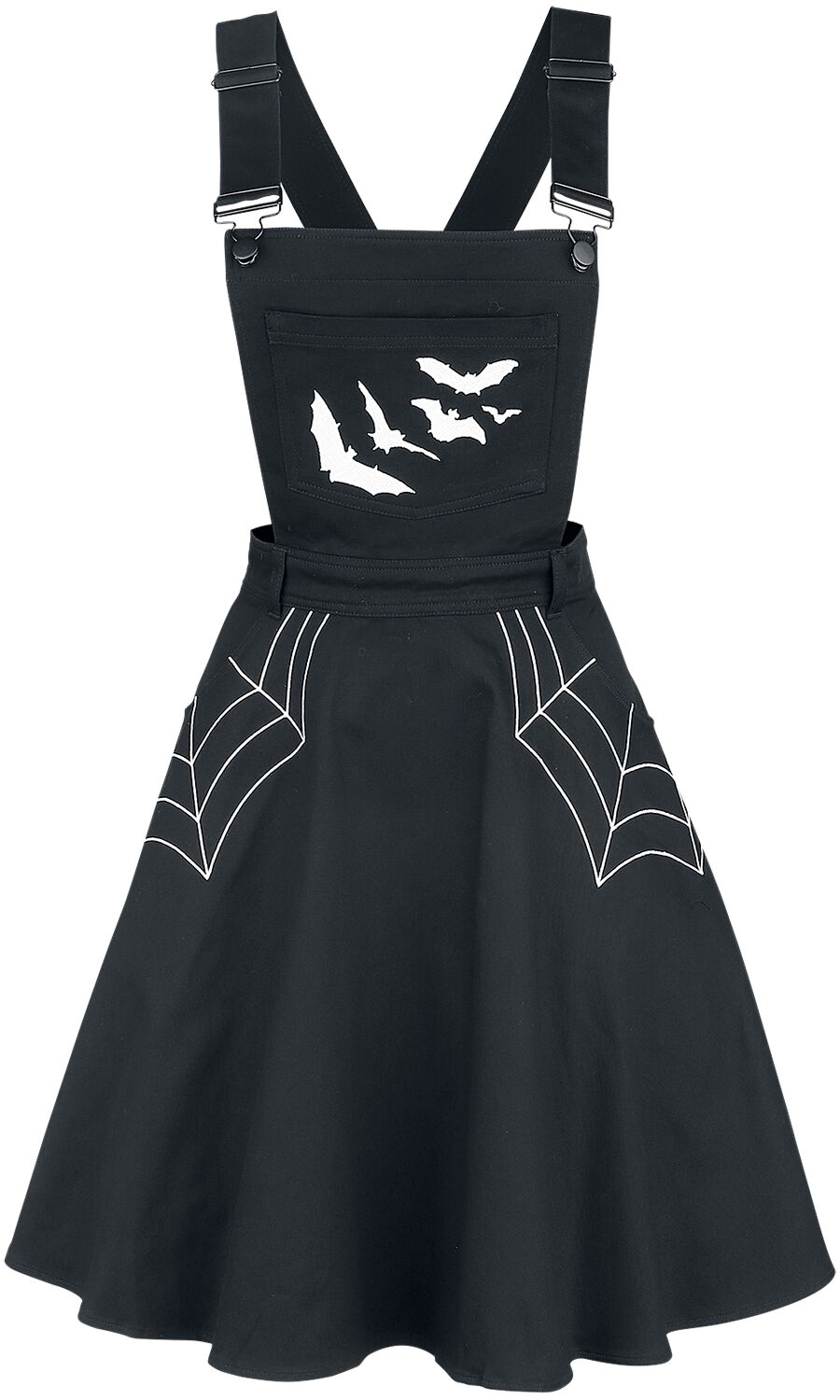 Robe courte Gothic de Hell Bunny - Robe Salopette Miss Muffet - XS à 4XL - pour Femme - noir - hell bunny