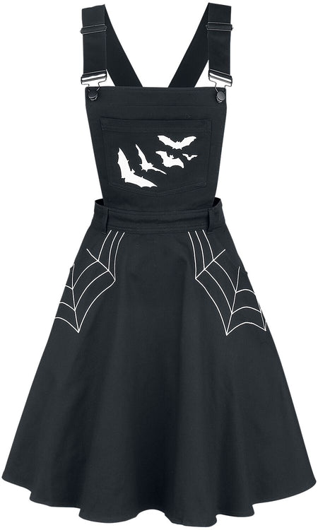 Robe courte Gothic de Hell Bunny - Robe Salopette Miss Muffet - XS à 4XL - pour Femme - noir - hell bunny