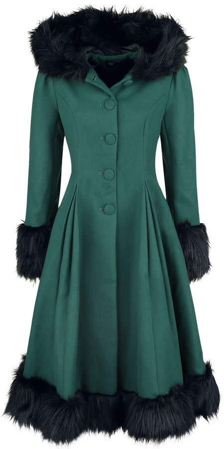 Manteaux Rockabilly de Hell Bunny - Manteau Elvira - XS à 4XL - pour Femme - pétrole - hell bunny