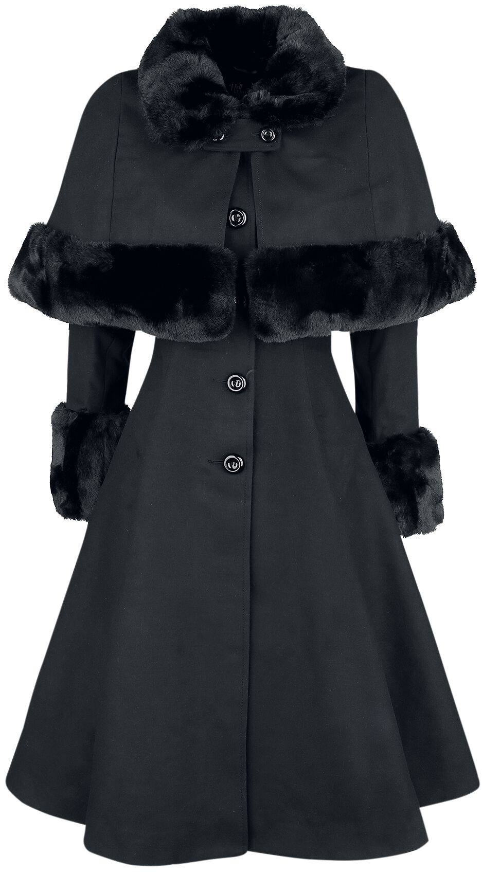 Manteaux Rockabilly de Hell Bunny - Manteau Capulet - XS à 4XL - pour Femme - noir - hell bunny