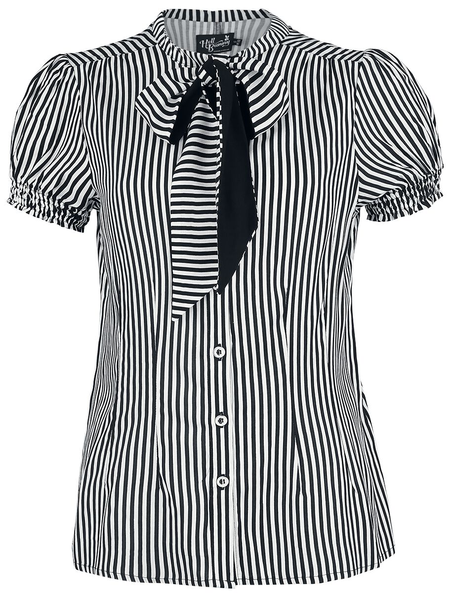 Chemisier Rockabilly de Hell Bunny - Chemisier Humbug - XS à 4XL - pour Femme - noir/blanc - hell bunny