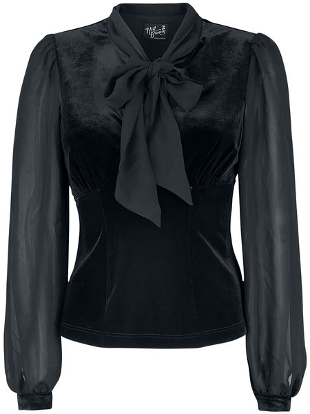 Chemisier Rockabilly de Hell Bunny - Haut Gabriella - XS à 4XL - pour Femme - noir - hell bunny
