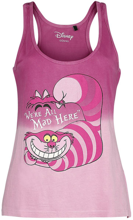 Top Disney de Alice Au Pays Des Merveilles - Le Chat Du Cheshire - We're All Mad Here - S à XL - pour Femme - rose clair - Alice Au Pays Des Merveilles