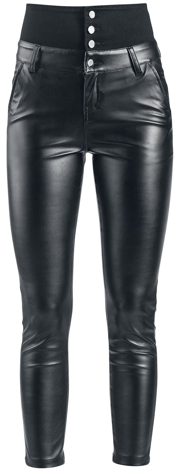 Pantalon imitation cuir  de Forplay - Pantalon Taille Haute en Similicuir - W29L34 à W36L34 - pour Femme - noir - Forplay