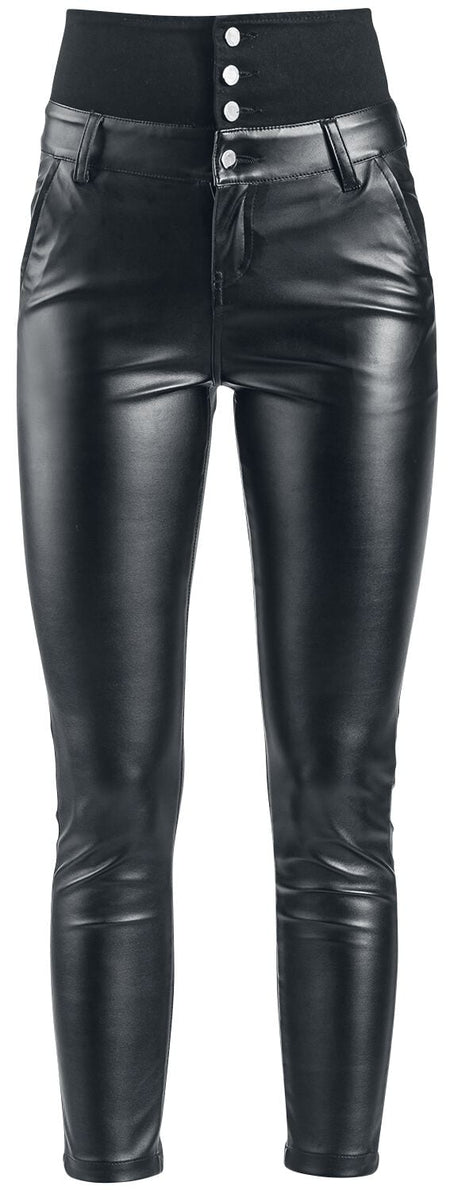 Pantalon imitation cuir  de Forplay - Pantalon Taille Haute en Similicuir - W29L34 à W36L34 - pour Femme - noir - Forplay