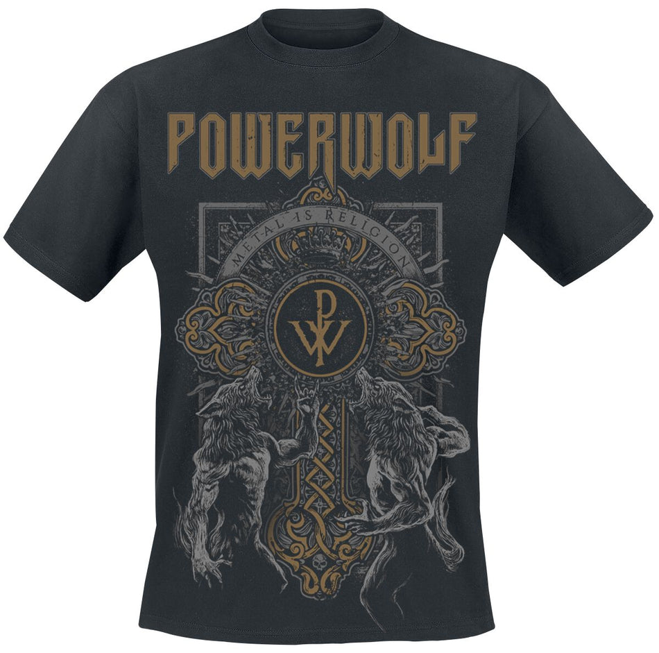 T-Shirt Manches courtes  de Powerwolf - Wolf Cross - S à XXL - pour Homme - noir - Powerwolf