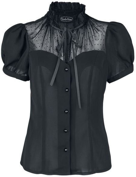 Chemisier Rockabilly de Voodoo Vixen - Chemisier Acid Doll - S à XXL - pour Femme - noir - Voodoo Vixen