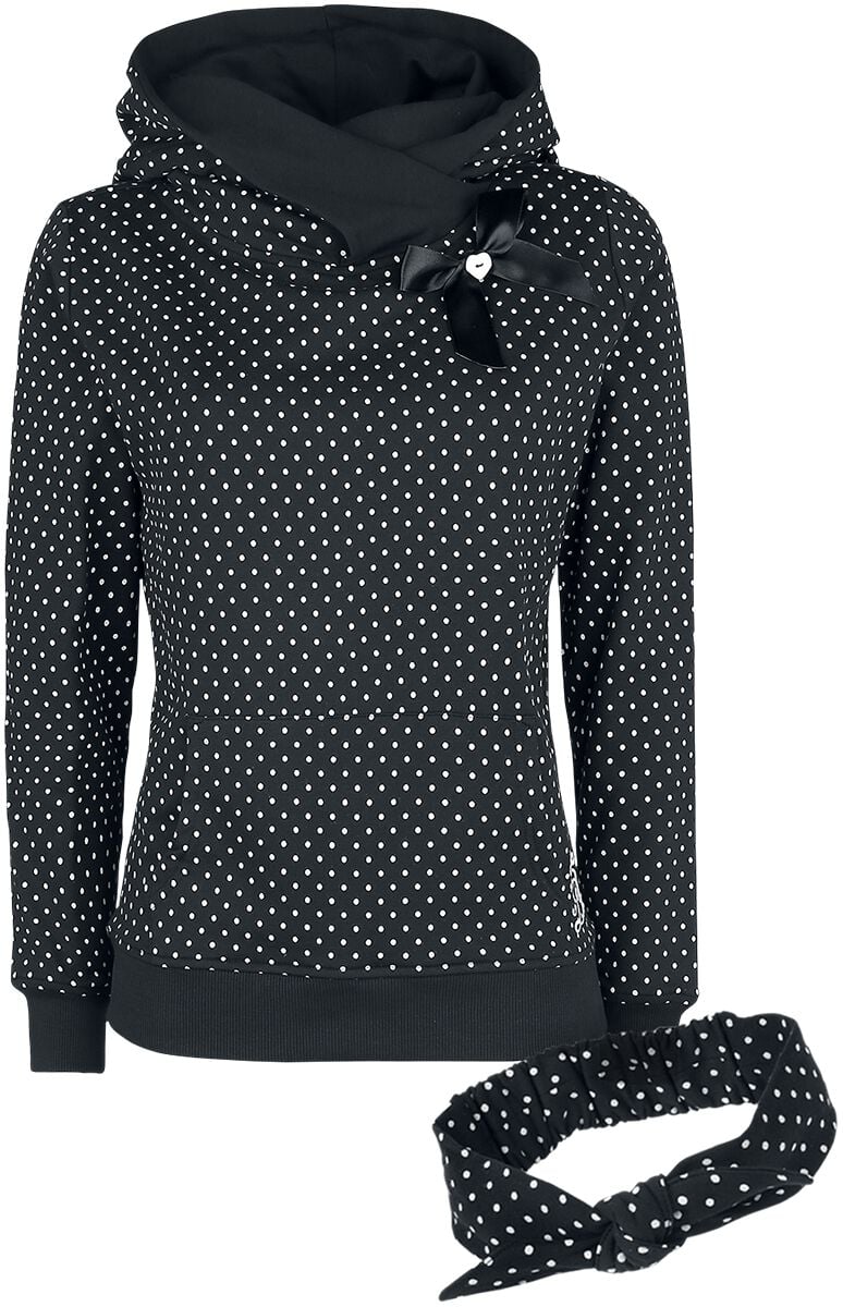 Sweat-shirt à capuche Rockabilly de Pussy Deluxe - Pull À Pois Avec Col ÉCharpe - XS à XXL - pour Femme - noir - Pussy Deluxe