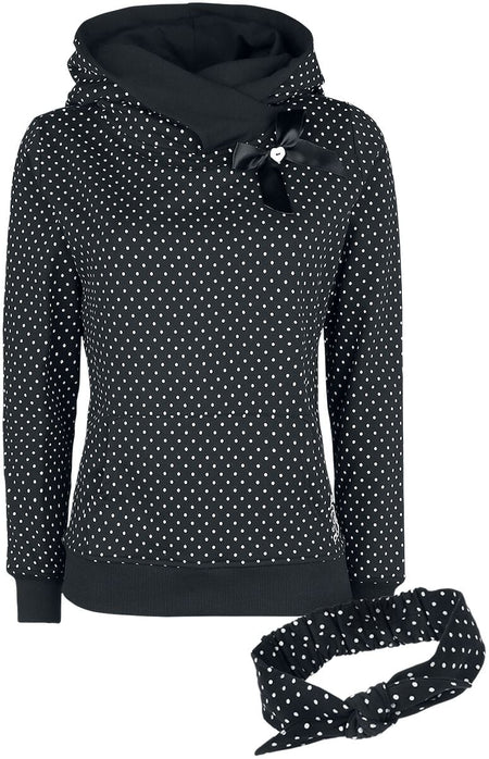 Sweat-shirt à capuche Rockabilly de Pussy Deluxe - Pull À Pois Avec Col ÉCharpe - XS à XXL - pour Femme - noir - Pussy Deluxe