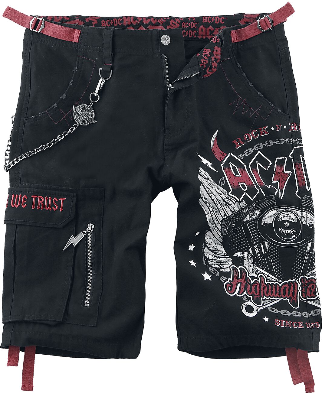 Short  de AC/DC - EMP Signature Collection - M à 3XL - pour Homme - noir/rouge - AC/DC