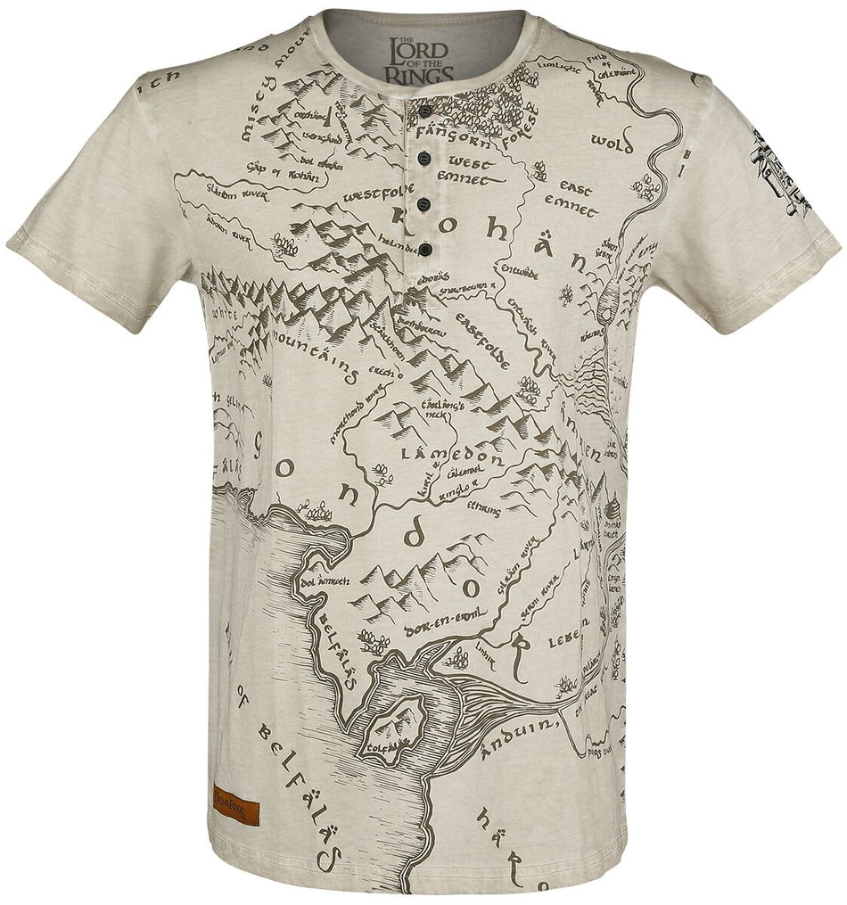 T-Shirt Manches courtes  de Le Seigneur Des Anneaux - Terre Du Milieu - S à XXL - pour Homme - gris - Le Seigneur Des Anneaux