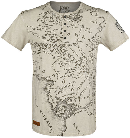 T-Shirt Manches courtes  de Le Seigneur Des Anneaux - Terre Du Milieu - S à XXL - pour Homme - gris - Le Seigneur Des Anneaux